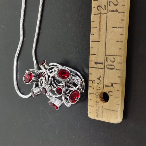 Sterling Silver "Freeform Garnets" Necklace - Picture 8 of 8
